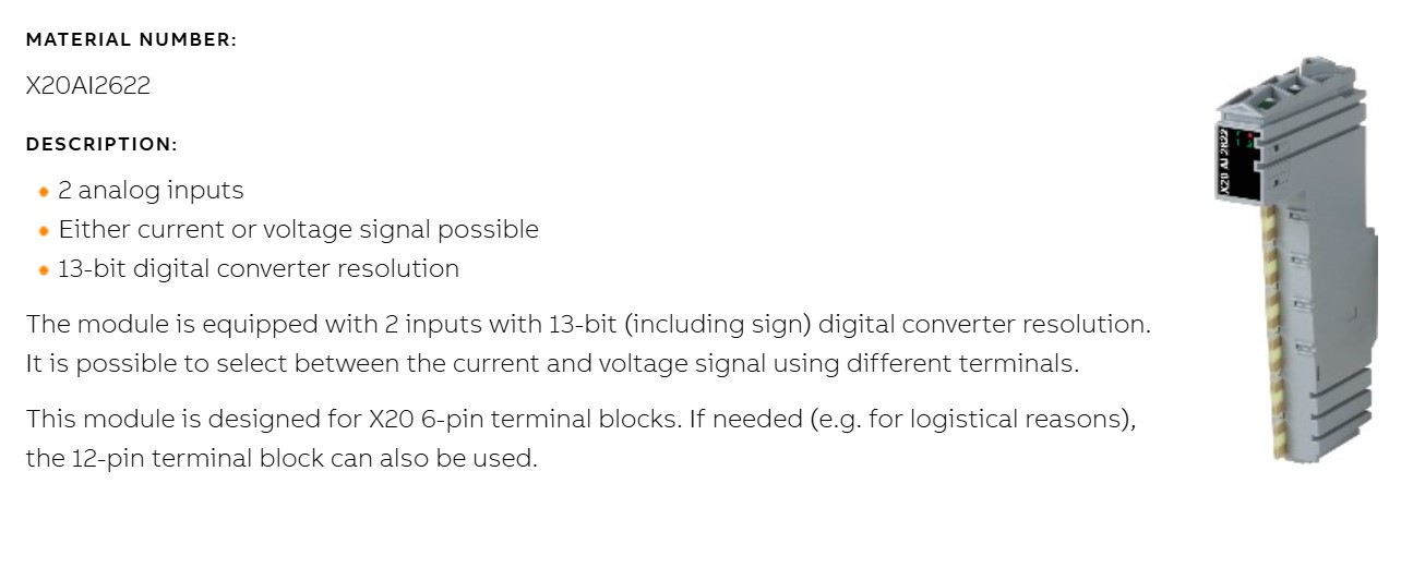 Module analog X20 B&R X20AI2622